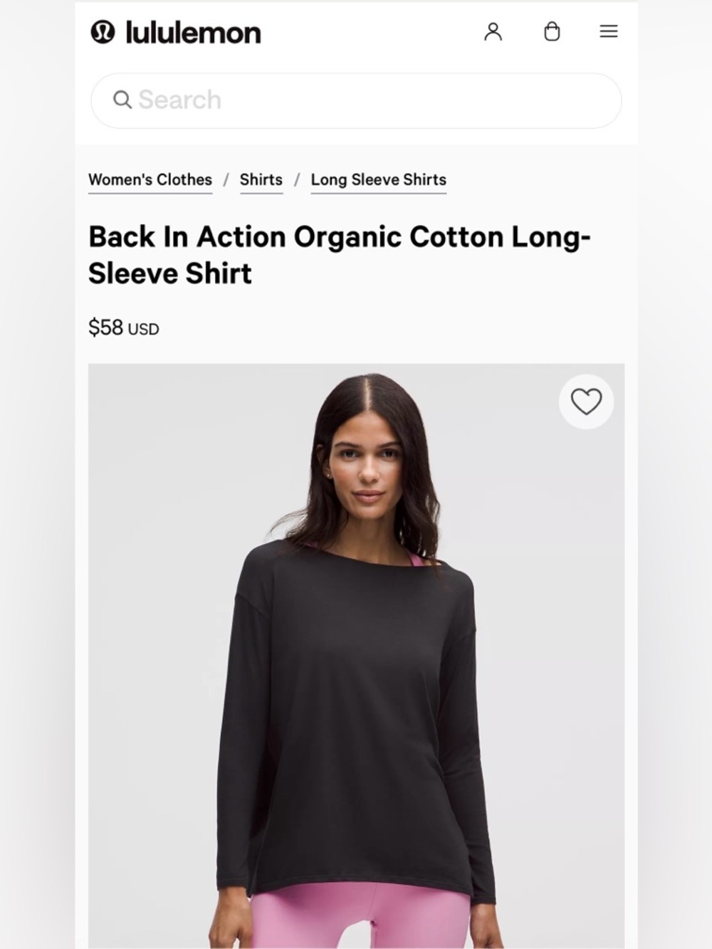 Lululemon Back in Action Long Sleeve Top - Black